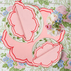 Lotus Shaped Embroidered Edge Napkins 4pcs/set Thickened Pure Cotton Breathable Placemats for Weddings Christmas Daily Party