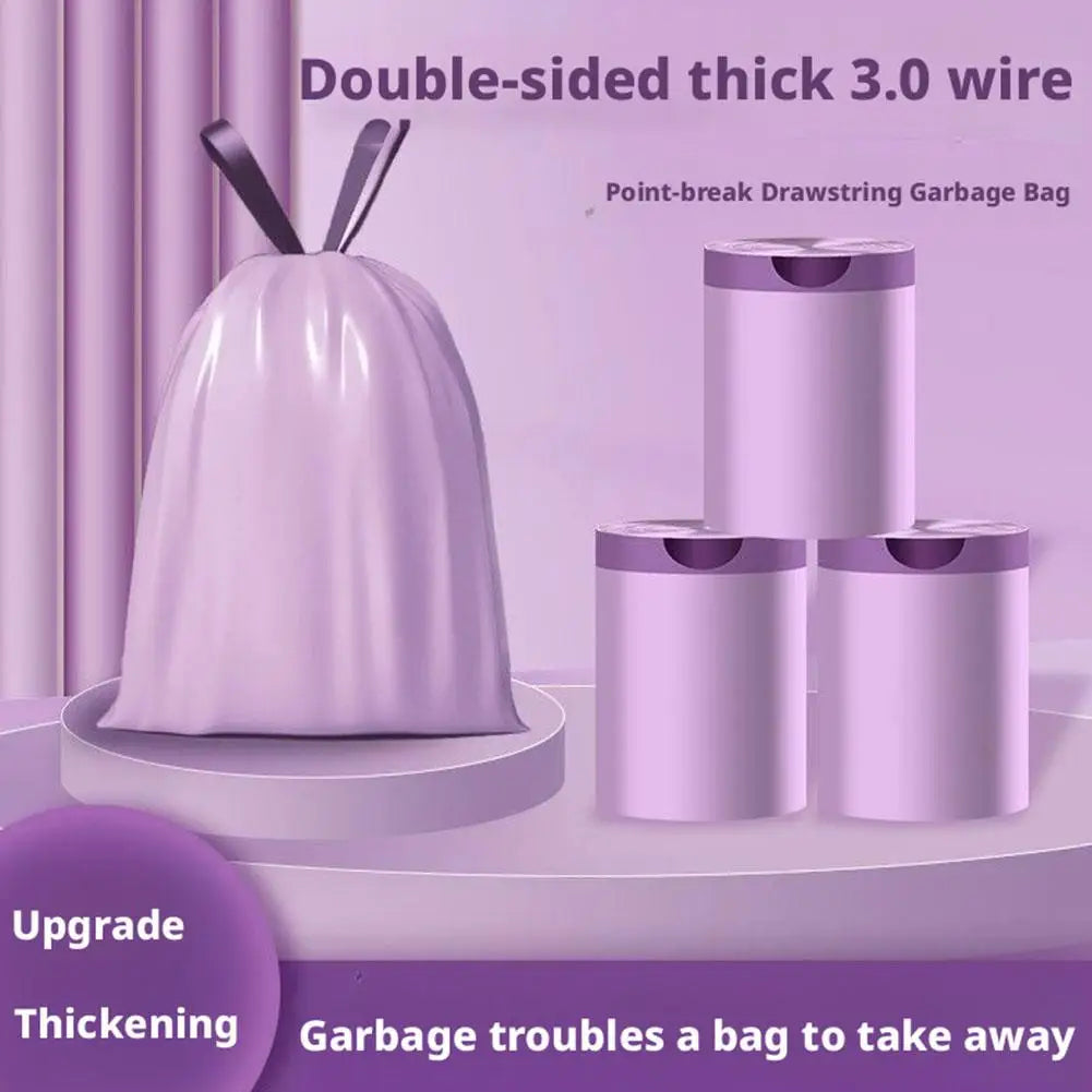100PCS/Roll Drawstring Trash Bags Tear-Free,Leakproof,Heavy Duty,Strong Garbage Can Liners for Home Household Use