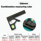 150/200/250mm Multifunctional Movable Ruler Protractor Angle Level Aligner Carpenter Square Measuring Layout Tool Woodworking