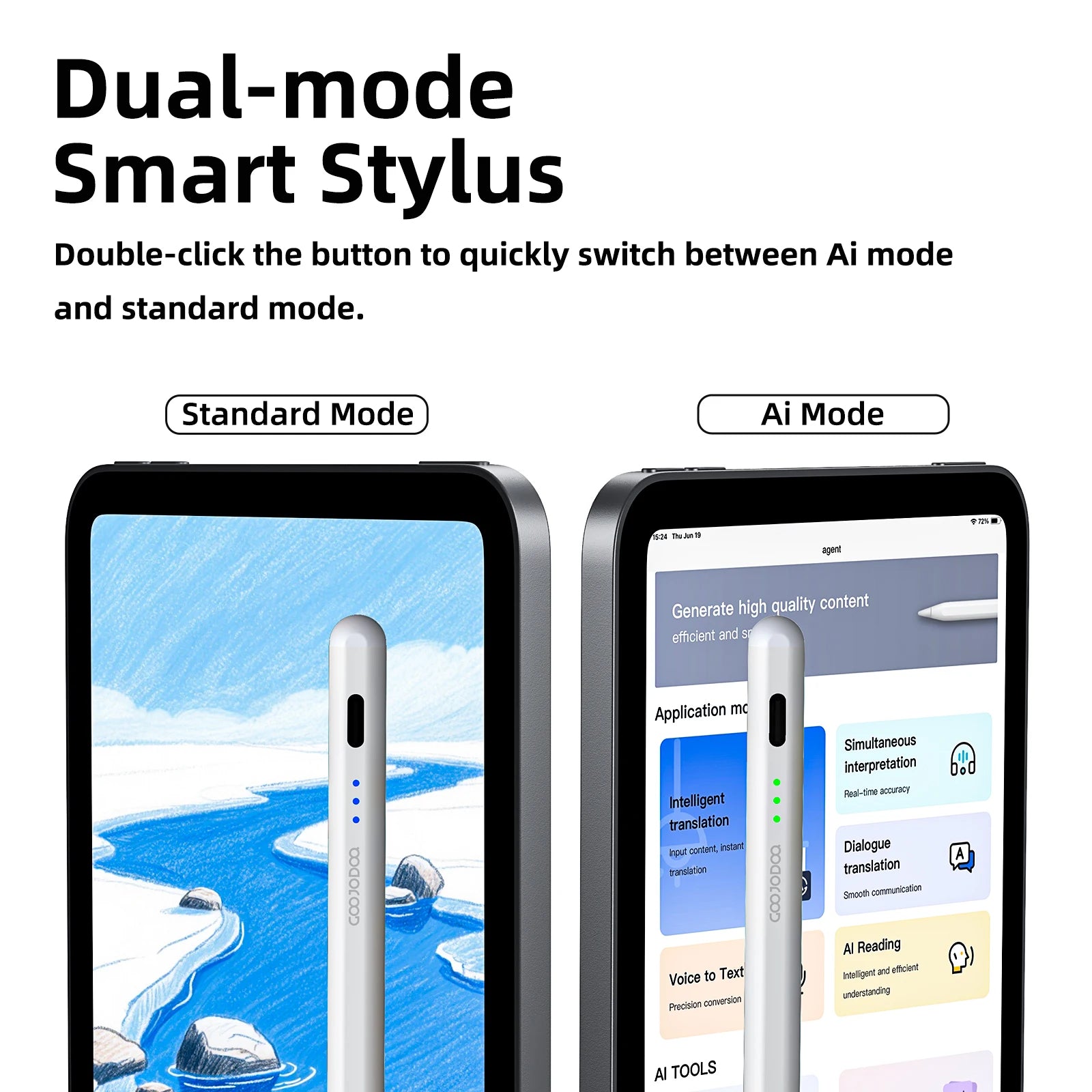GOOJODOQ Ai07 Stylus Pen For Apple Pencil Ai Read/Write/Draw Tilt-sensitive Palm Rejection USB-C Fast Charge for ipad 2018-2025