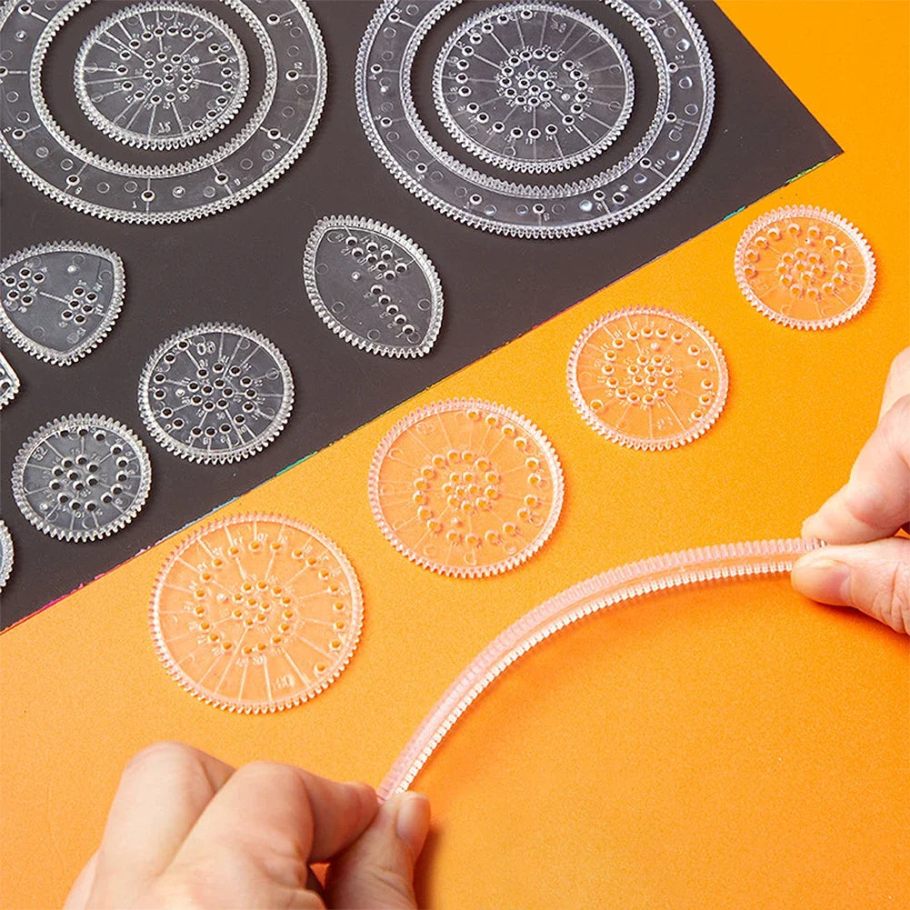22pcs Spirograph Ruler Set Geometric Ruler Mathematical Roulette Drawing Tools Learning Painting Creative Educational Art Tool