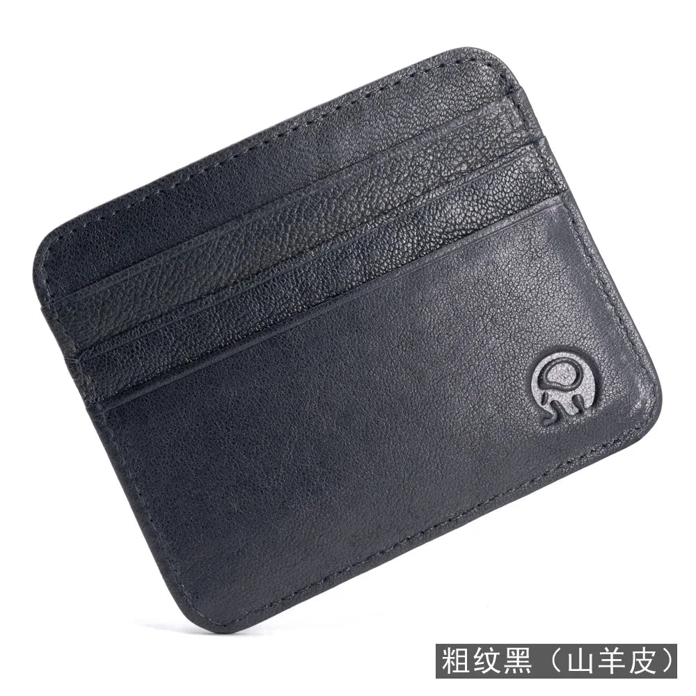 New Thin Genuine Leather Mini Wallet Slim Bank Credit Card Holder Men's Business Small ID Case for Man Purse 6 Slots Cardholder