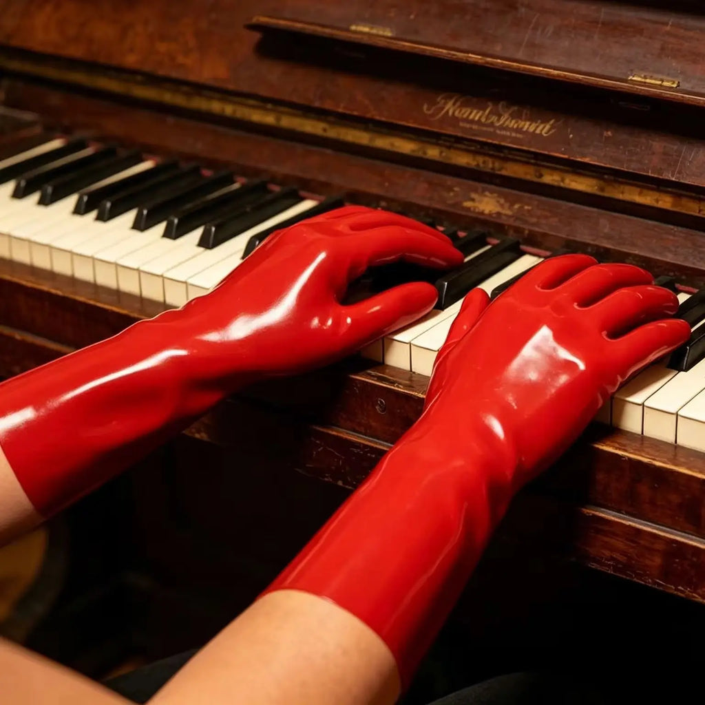 Transparent Tone Latex Short Gloves Stretchy Natural Rubber Full Finger Gloves