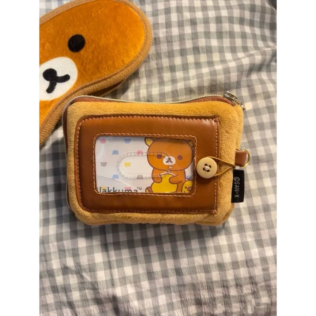 2025 New Kawaii Rilakkuma Peripheral Transparent Wallet Anime Themed Card Case And Key Case Storage Organizer Girl Birthday Gift