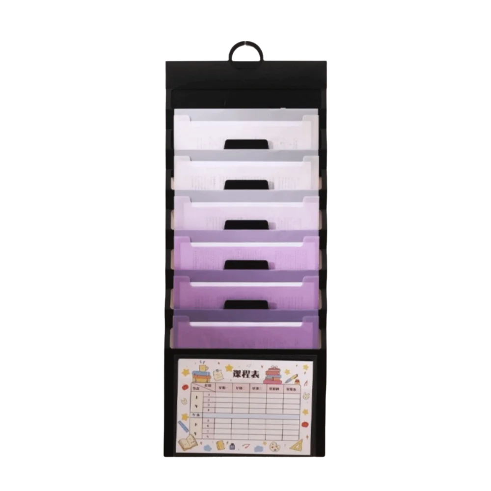 6 Pockets Hanging File Folders Wall Mounted Large Capacity Expandable Accordian Pockets Multi-color File Organizer Magazine