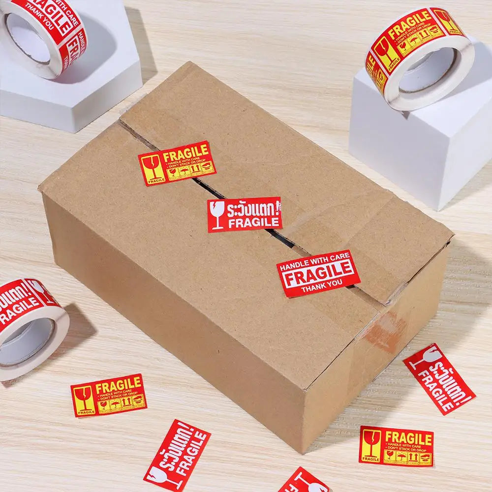60/250pcs Fragile Warning Label Sticker Please Handle With Care For Goods Shipping Express Label Packaging Warning Sign Tag