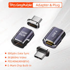 Mini USB4 80Gbps 240W Thunderbolt5/4 Magnetic Adapter USB C To Type C Fast Charge Magnet Converter Cable 8K@60Hz Type C Adapter