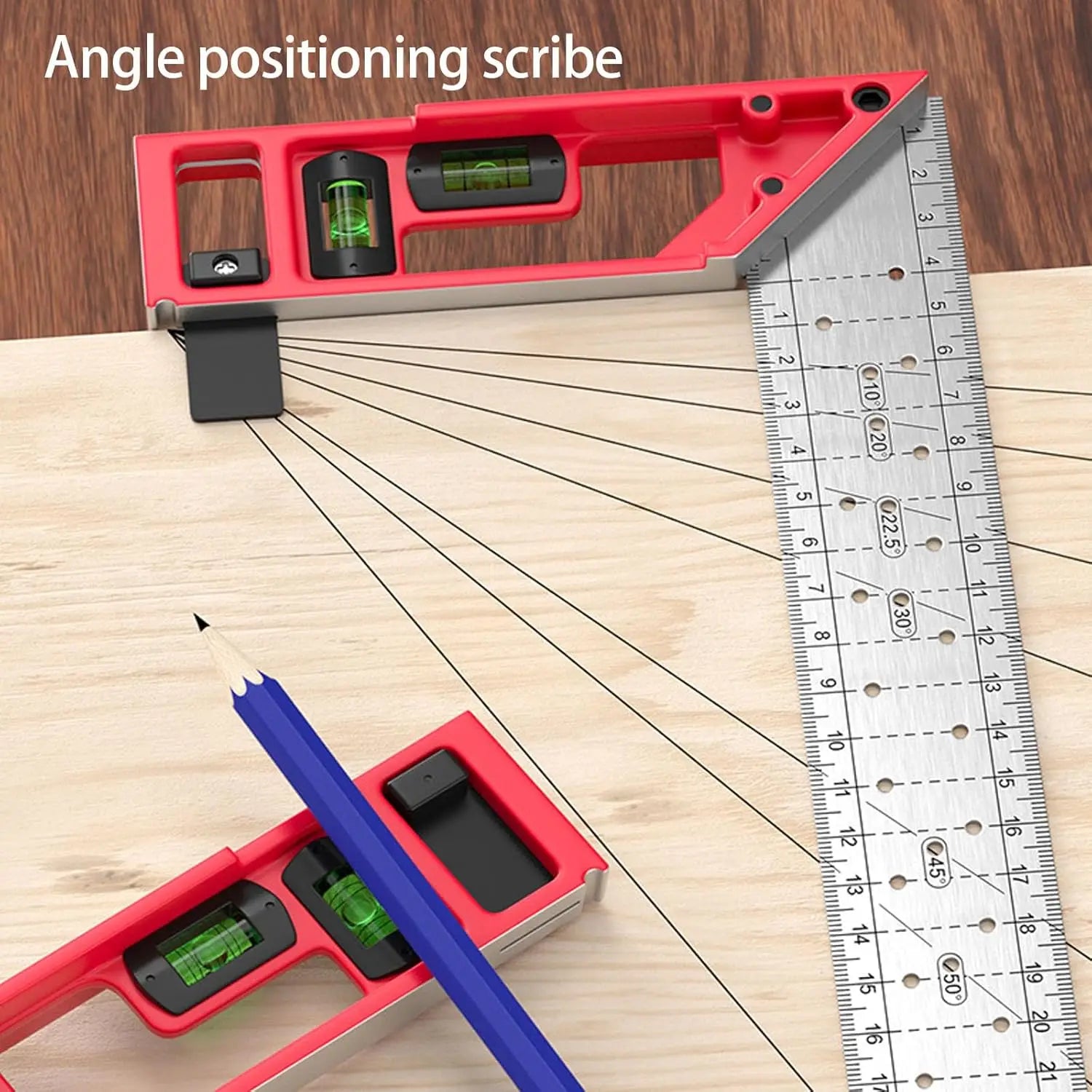 Quick-Positioning Angle Ruler Drawing Tool High-Precision L-Shaped Right Angle Ruler Stainless Steel Multi-Angle Measuring Ruler