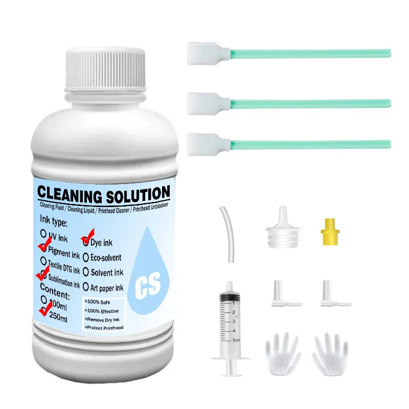100ML Power Cleaning Liquid Inkjet Printer Head Cleaning Kit Suit Dye Pigment Sublimation Ink For Epson/HP/Canon/Brother Printer