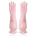 Waterproof Rubber Latex Velvet Gloves, Durable, Cleaning, Washing Clothes, Household, Kitchen, Winter
