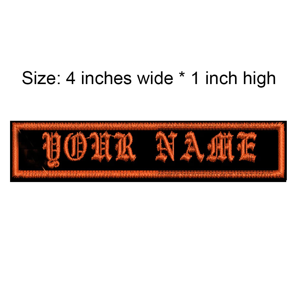 4 Inches Wide Old English Font Custom Name Small Tag Embroidery Patch Iron On Sew On Clothing For Left Chest 8 Colors Choose