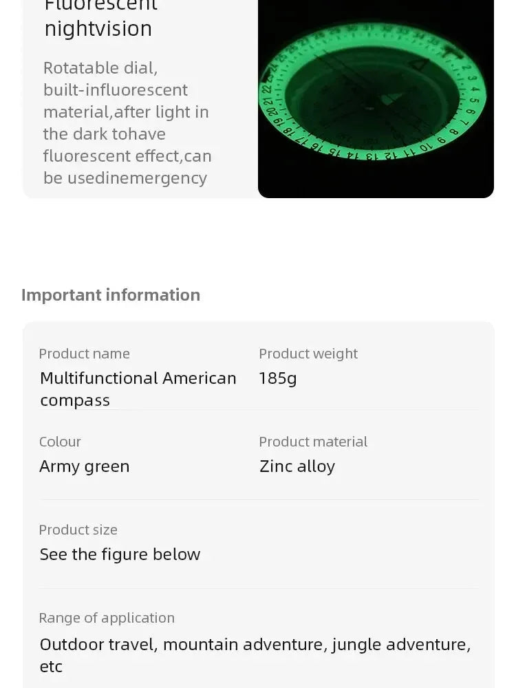 High Precision Compass Professional Outdoor Camping Multifunctional Military Green Precise Geological Tactical Compass