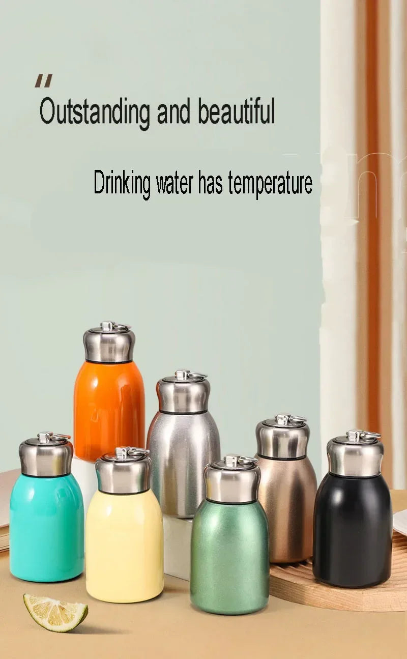 New High-value Mini Chubby Big Belly Cup 304 Stainless Steel Vacuum Thermos Cup Portable Carrying Ring Accompanying Cup