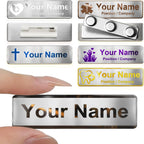 Custom Name Badge Engraved Personalized Name Plate Stainless Steel Custom Name Tag with Magnetic Pin Back Pin Clip