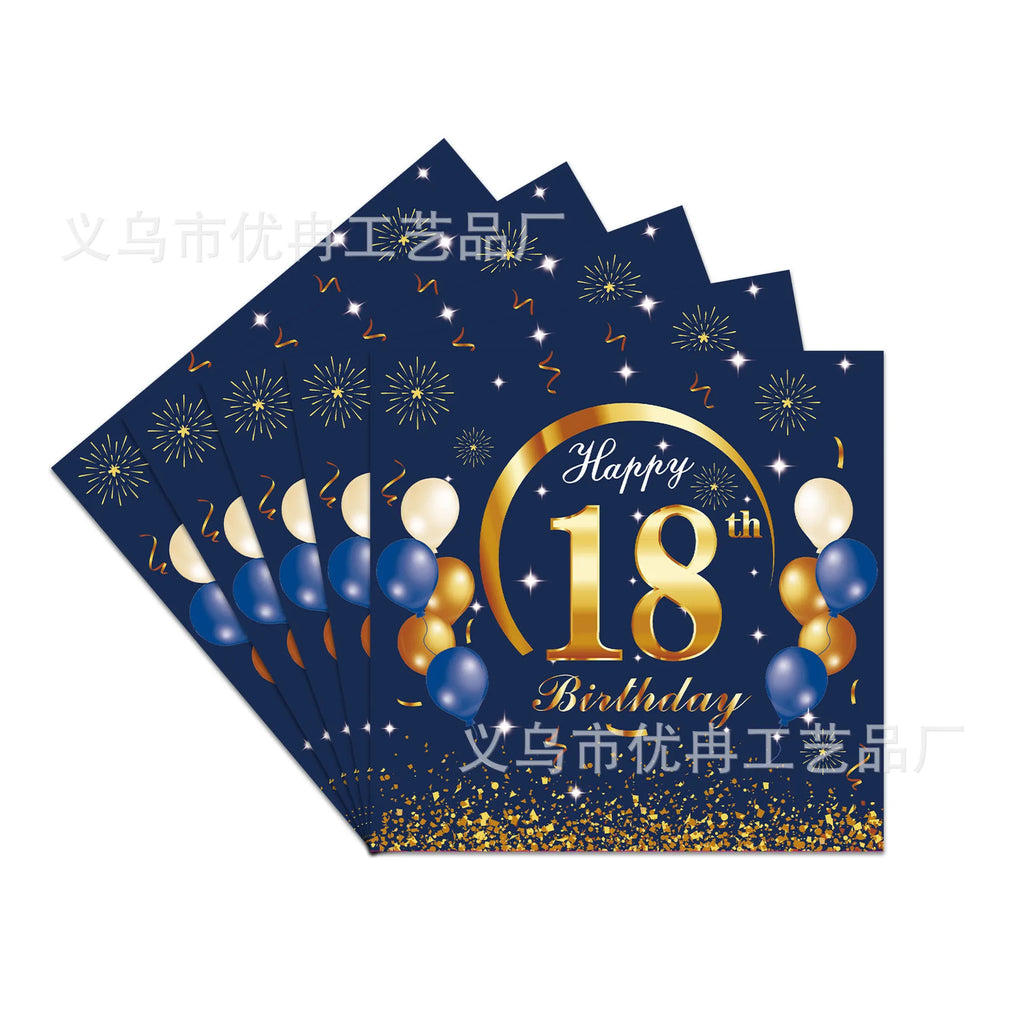 18th 30th 40th 50th 60th 70th Birthday Decorations Men Women Blue Birthday Happy Birthday  Plates Cup Tableware Anniversary