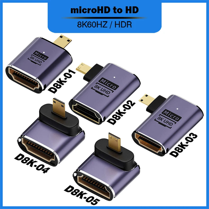 NNBILI HDMI2.1 48Gbps 8K@60Hz 4K@120Hz Ultra High-Speed Adapter Mini/Micro HDMI to HDMI Converter for PS5 X/S PC HDTV Projector