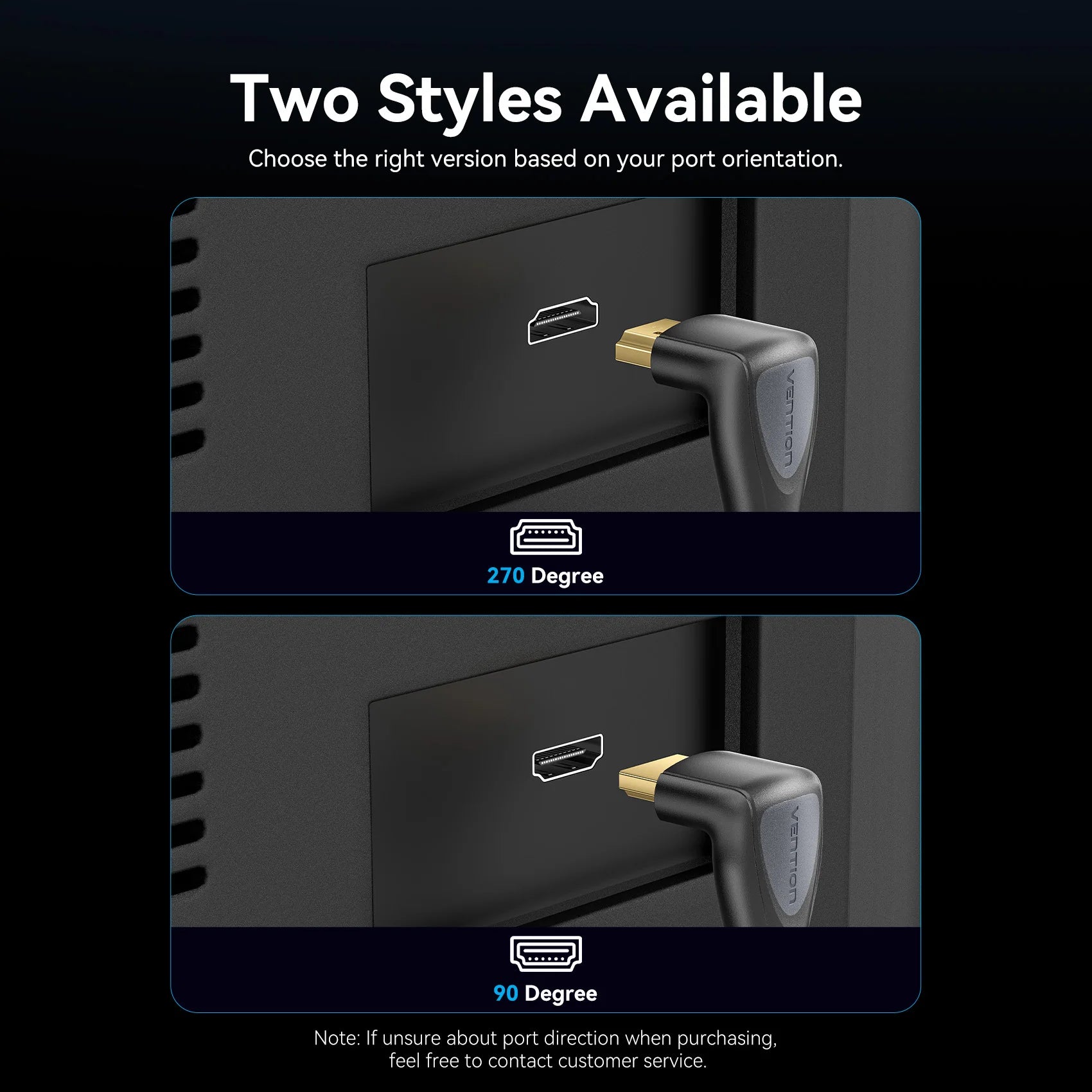 Vention 90° Angled HDMI 2.0 Cable 4K60Hz Ultra HD High-Speed Cord for Xiaomi TV Monitor Laptop PS5 Xbox PC HDR Video HDMI Cable