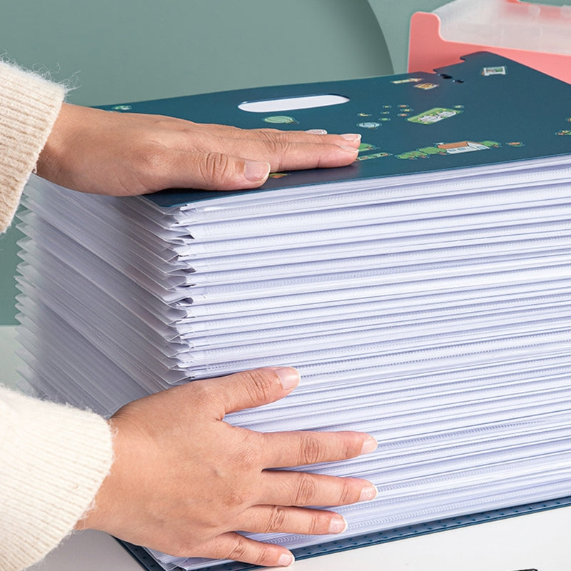 A4 Accordion Folder Clear Index Labels Expanding Document Folder File Organizer Desk Management for Office File Cabinet H3CA