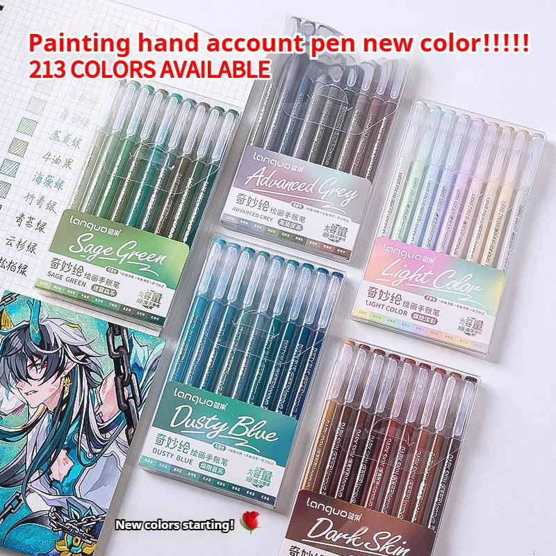 105Color Hand Account Gel Pen Languo Morandi Retro Pen Large-Capacity Color Handbook Pen For Student Painting Graffiti Writting