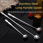 pogyrt Stainless Steel Long Handle Stir Spoon For Cocktails, Ice Coffee, And Tea - Mixing Spoon With Easy Grip Handle