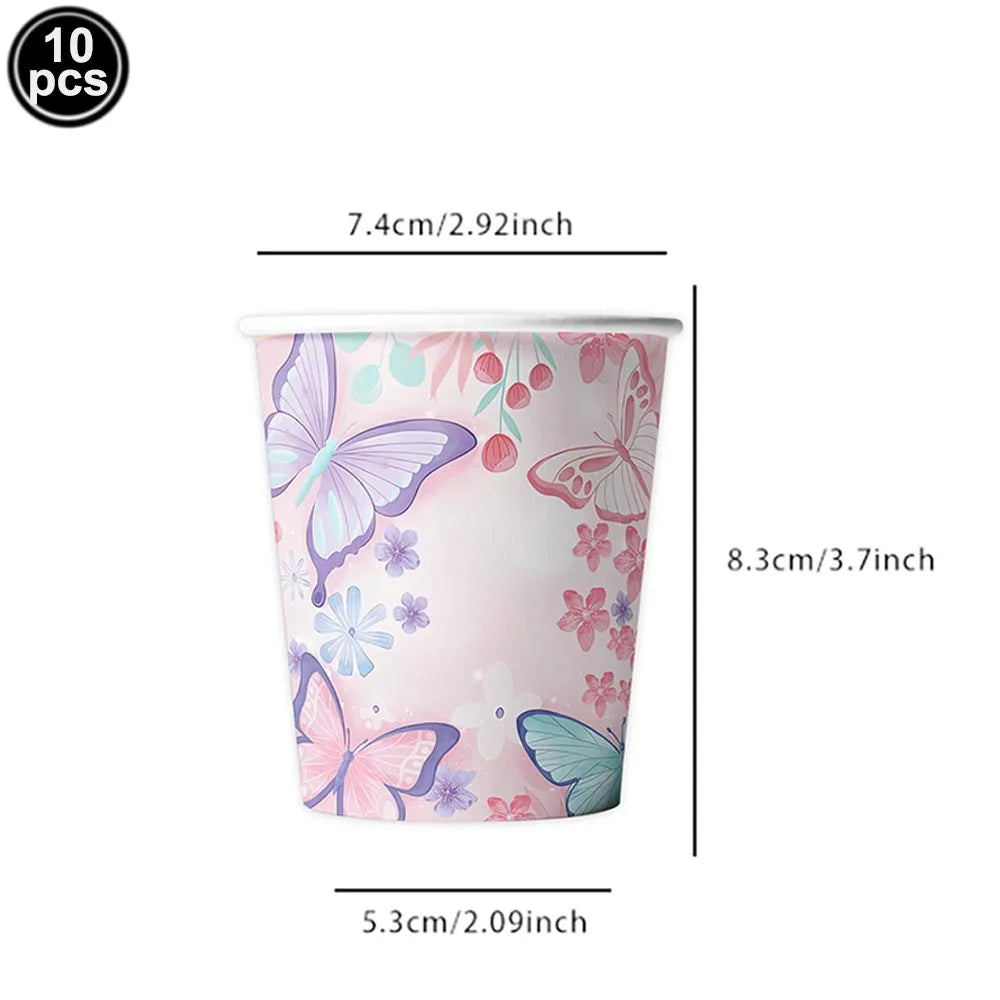 Butterfly Birthday Party Decoration Disposable Party Plates Cup Napkin Tablecloth Butterfly Knìfe Birthday Decoration Baby Showe