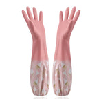 Waterproof Rubber Latex Velvet Gloves, Durable, Cleaning, Washing Clothes, Household, Kitchen, Winter
