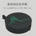 Natural Raw Stone Fish-shaped Ink Slab Multifunctional She Ink Stone Exquisite Traditional Portable Inkstones Beginners Students