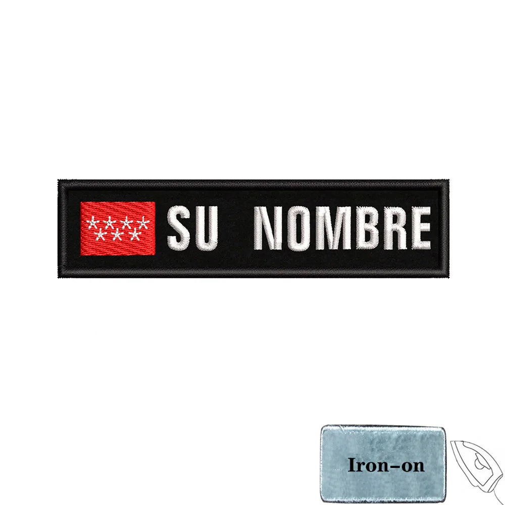 1PC 10cmX2.5cm Custom Name Flag Patch Stripes Badge Iron On Or Hook Loop Andalusia Extremadura Canary Islands Spain Galicia
