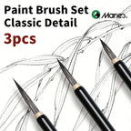 Marie's 3pcs Fine Line Painting Art Brushe Set-Artists Deatail Painting Tool for Intricate Artwork, Chinese Calligraphy