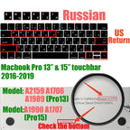 Russian Layout MacBook Pro Keyboard Cover 14" 16" M4 M3 M2 M1 Pro, MacBook Air 15" 13.6" M3 M2 Silicone Skin, US/EU Version