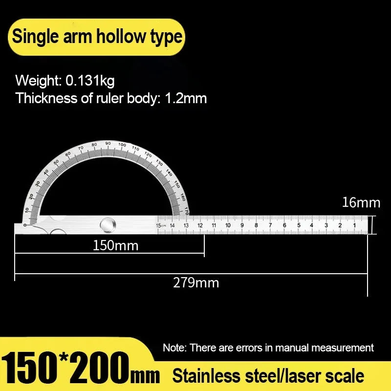Stainless Steel Rotating Protractor 180° Angle Gauge Finder High Precision Metal Protractor Woodworking Metal Measuring Ruler