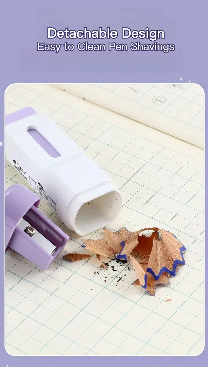M&G Rubber Pencil Sharpener 2-in-1 Pencil Sharpener Single Hole with Rubber Eraser Not Leave Marks Eraser with Pencil Sharpener