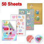 30Sheets/50Sheets Printable Vinyl Sticker Paper Self-adhesive A4 Glossy White Half Transparent Copy Paper for All Inkjet Printer