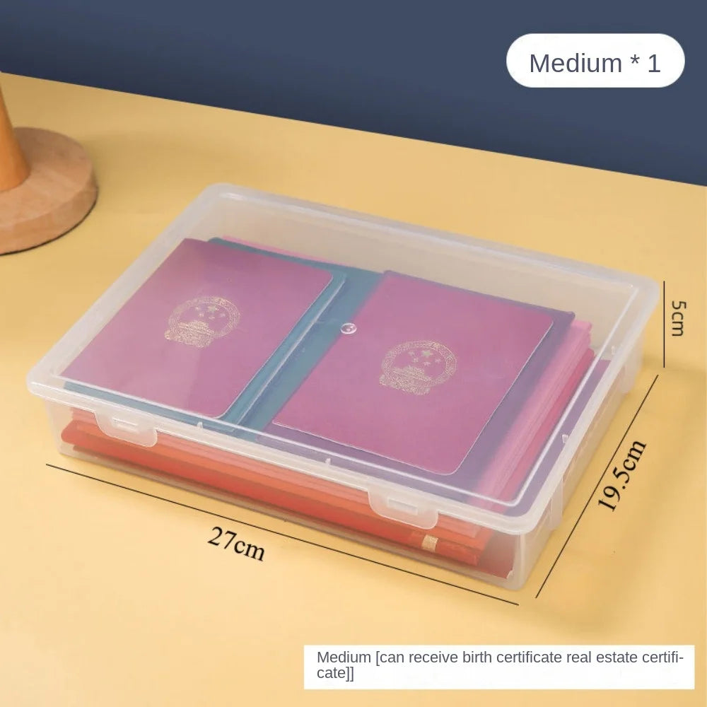 Organized Plastic Document Organizer Square Shape Clear A4 Organizing Box Storage Box
