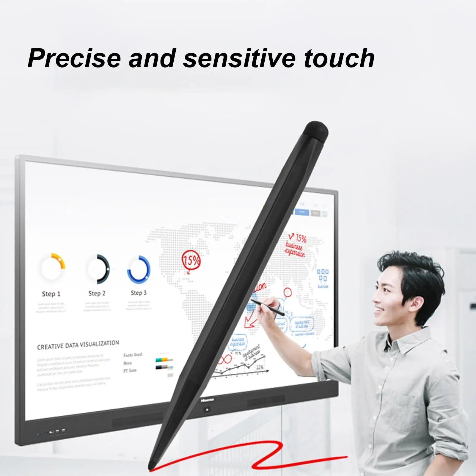 Teaching Screen Pen Electronic Whiteboard Pen Double Tips Capacitive Touch Screens S tylus Abs Convenient Precision Touch Pen
