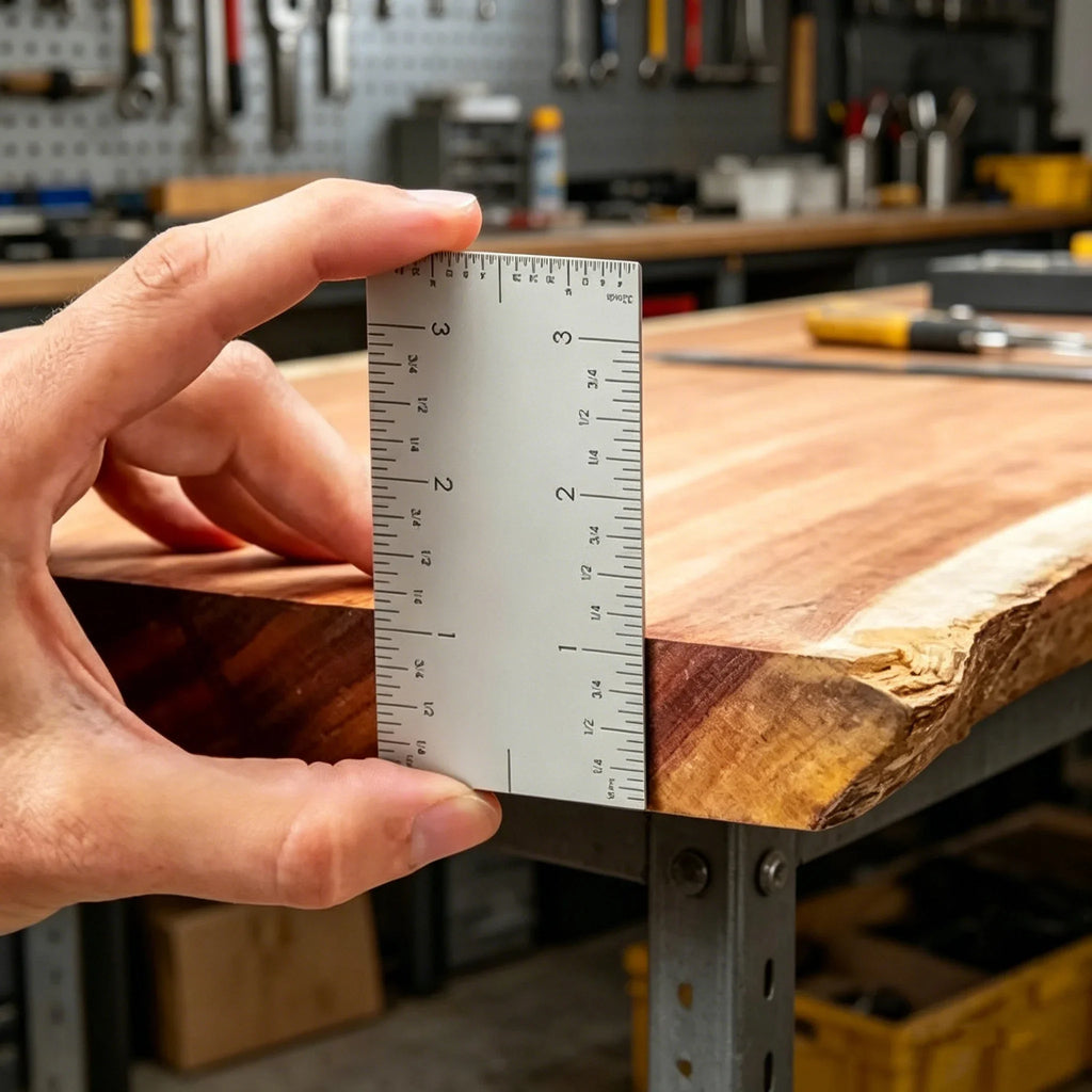 Pocket Square Ruler | 4-Sided Scale Stainless Steel Marking Tool | Sliding Precision Gauge for Woodworking