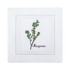 New Embroidered Herb Cocktail Napkin, Pure Linen, Lavender, Rosemary, Mint，Sage，Natural, Elegant, Tea Napkin, 15x15cm,