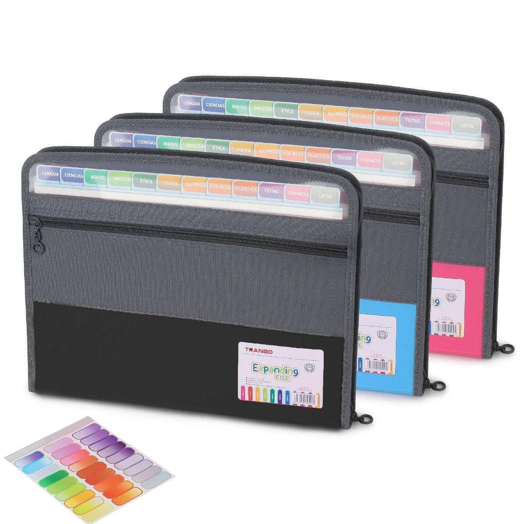 Accordion File Organizer with Safe Zipper, 13 Pocket Expanding File Folder with Front Pencil Pouch, School Office Supplies