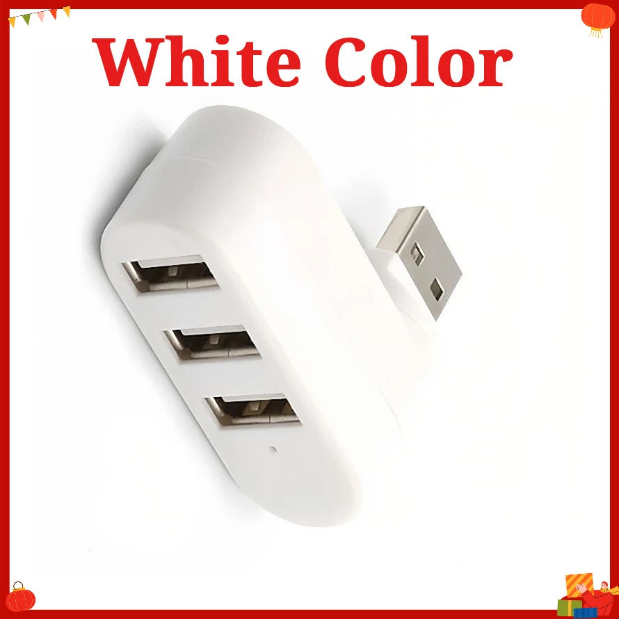 3 in 1 USB HUB 180° Rotatable USB 2.0 HUB 3 Port Multiple USB Splitter Expander For Computer Laptop MacBook U Disk Data Transfer