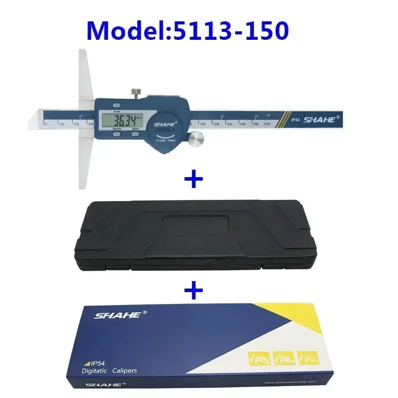 SHAHE 150/200/300mm Electronic Ruler Digital Depth Vernier Caliper Micrometro Depth Gauge Measuring Tools