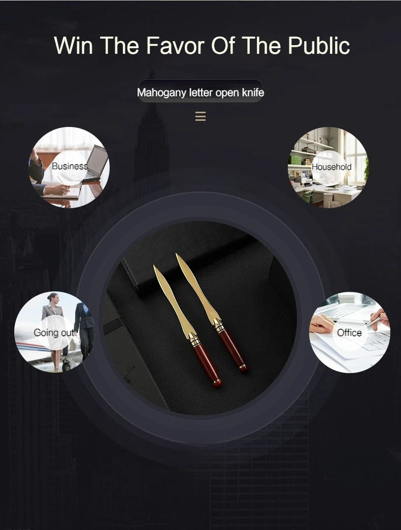 1pc exquisite mahogany letter opener, wooden letter opener for opening envelope, office gift gift letter cutting knife