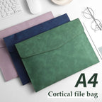 1pcs Leather A4/A5 File Bag Waterproof Wear-resistant Ultra-large Capacity Folder Business Office School File Storage Supplies