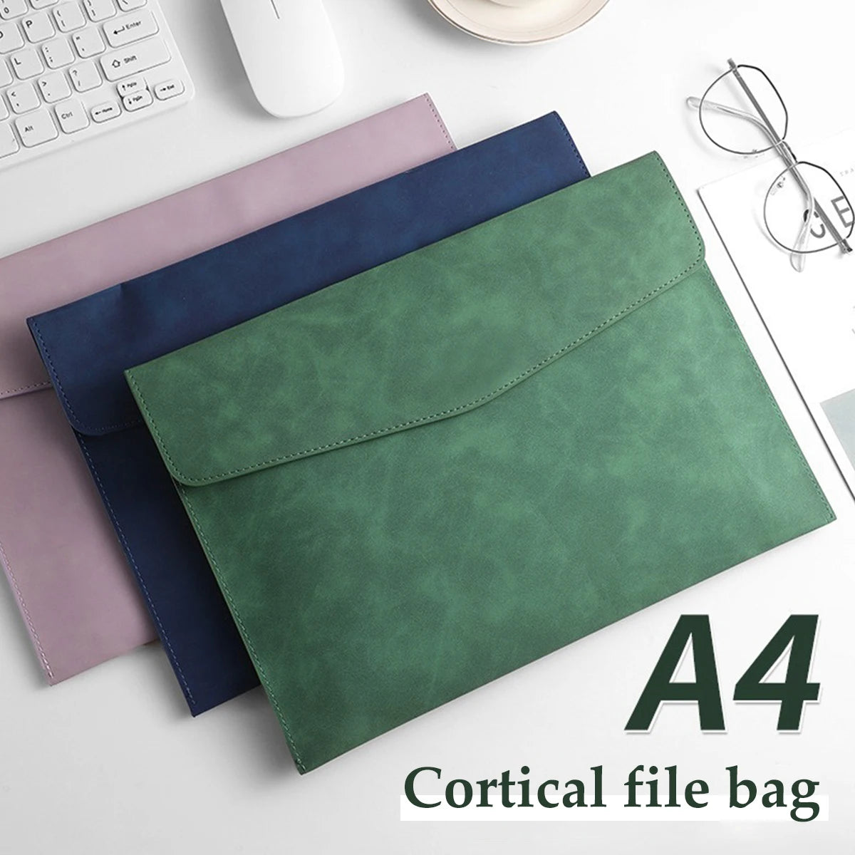 1pcs Leather A4/A5 File Bag Waterproof Wear-resistant Ultra-large Capacity Folder Business Office School File Storage Supplies