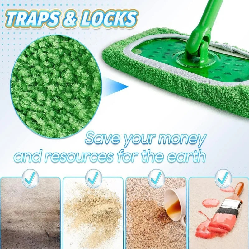 Kitchen Cleaning Accessories Flooring Cleaning Cloths Mop Head Replacement Washable Rag Towel Reusable Microfiber Mop Pads