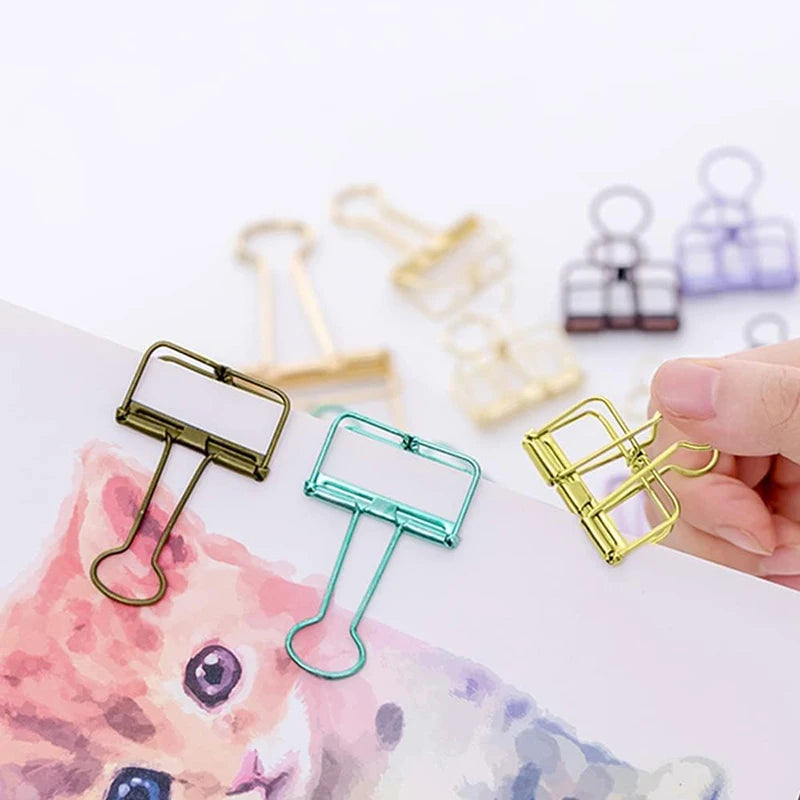 10Pcs Mini Paper Clip Black Sliver Binder Clips Page Holder Office Study Binder Clips Photo Clamp Office School Desk Organizer