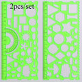 2pcs/set Multifunctional Geometric Ruler for Drawing and Crafting - Flower, Semicircle, and Geometric Patterns - Fun