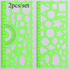 2pcs/set Multifunctional Geometric Ruler for Drawing and Crafting - Flower, Semicircle, and Geometric Patterns - Fun