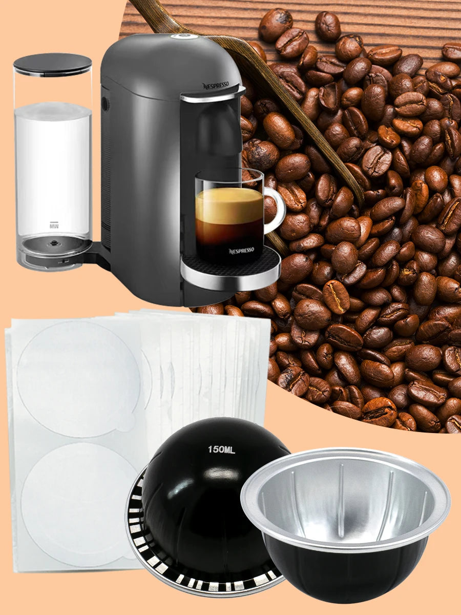 Reusable Aluminum Coffee Capsules Compatible with Nespresso Vertuo Machine - Durable Coffee Pod Shells for Espresso Lovers