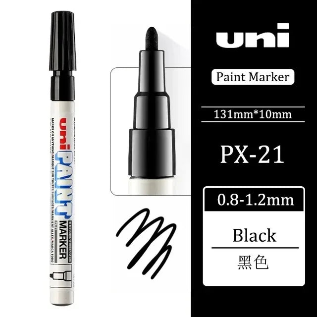 1pcs Japan UNI Paint Marker PX-21 Color Oil-based Permanent 0.8-1.2mm Tire Touch Up Painting Waterproof Graffiti Art Supplies