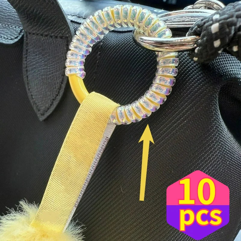 5pcs-10pcs for Labubu Anti Drop Buckle Silicone Rope Keychain Protection Ring Aurora White Transparent Winding Fixed Anti Drop